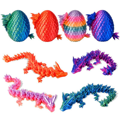 3D Printed Dragon Egg & Crystal Dragon Set (4 Count)